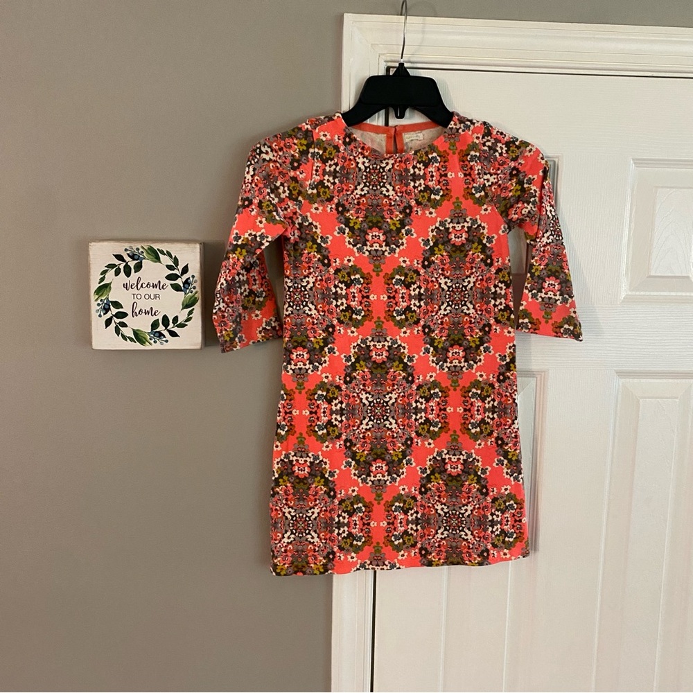 Crew Cuts Girls Coral Floral Paisley Shift Dress Pink Gray White Size 8 * J Crew